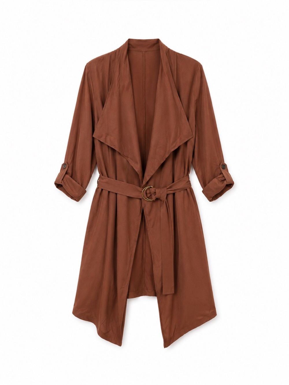 Miami Mauve Waterfall Trench Duster Belted Lightweight Jacket Womens M